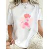 Oversized T Shirt Dress Black Floral Print Pink Flower Design Casual Everyday Wear