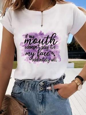 (Asian Size) Graphic Tee T Clothing Casual Letter Cute Trend 90s Fashion Print Female Casual Women's Top Lady Short Sleeve T-shirt