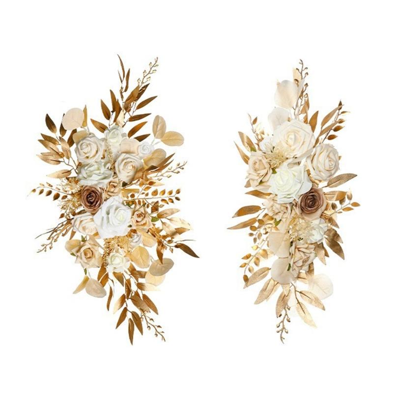 

Elegant Wedding Floral Arch Arrangement Reusable Polyester Fabric Plastic Frame Easy Assembly Celebration Decoration 1