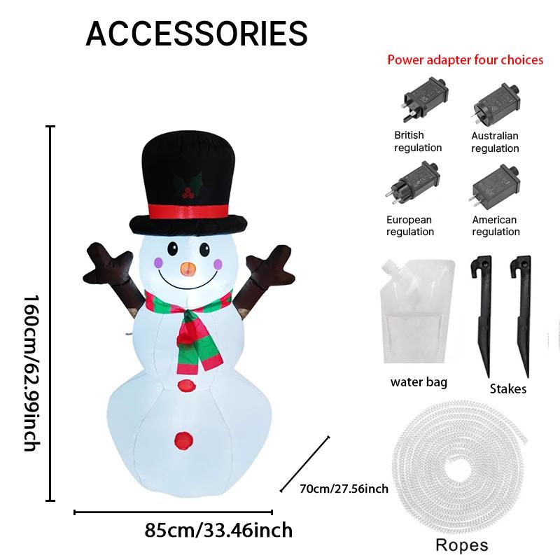 

5,25 фута Надувная игрушка Шляпа Снеговик Рождественские украшения для двора со светодиодной подсветкой Рождественские товары Домашнее украшение Праздничный подарок RU