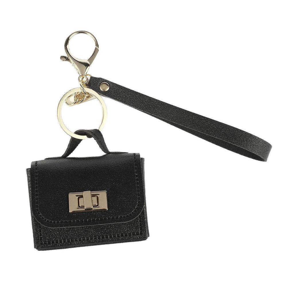 Mini PU Leather Keychain Coin Purse with Strap - Multi-use Bag Charm & Mobile Accessory