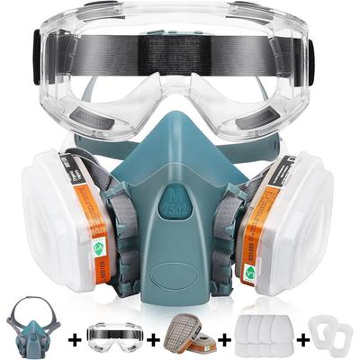 Reusable Chemical Respirator With Goggles – Half Face Paint Mask With Filter Cartridges, 97% Protection For Paint, Dust, Chemicals, Epoxy, Woodworking