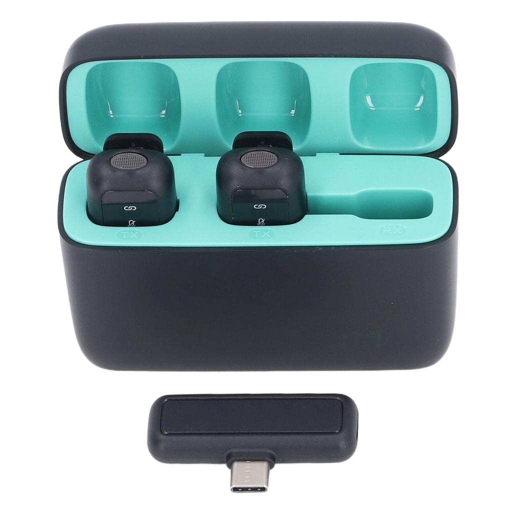 2pcs Wireless Lavalier Microphone with Charging Case Clip On Lapel Microphone Wireless for Video Recording Vlogging
