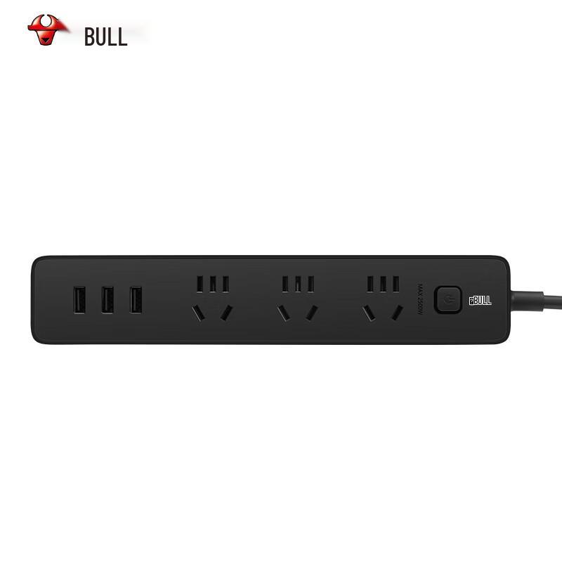 BULL USB Power Strip with 3 Outlets & 3 USB Ports, 1.8m CN plug (adapter included)