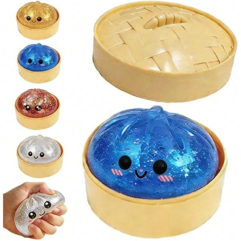 Topmix Flour Filled Steamed Bun & Dumpling Squishy Toy, Soft Slow Rebound Stress Relief Ball, Realistic Food Squeeze Fidget Toy