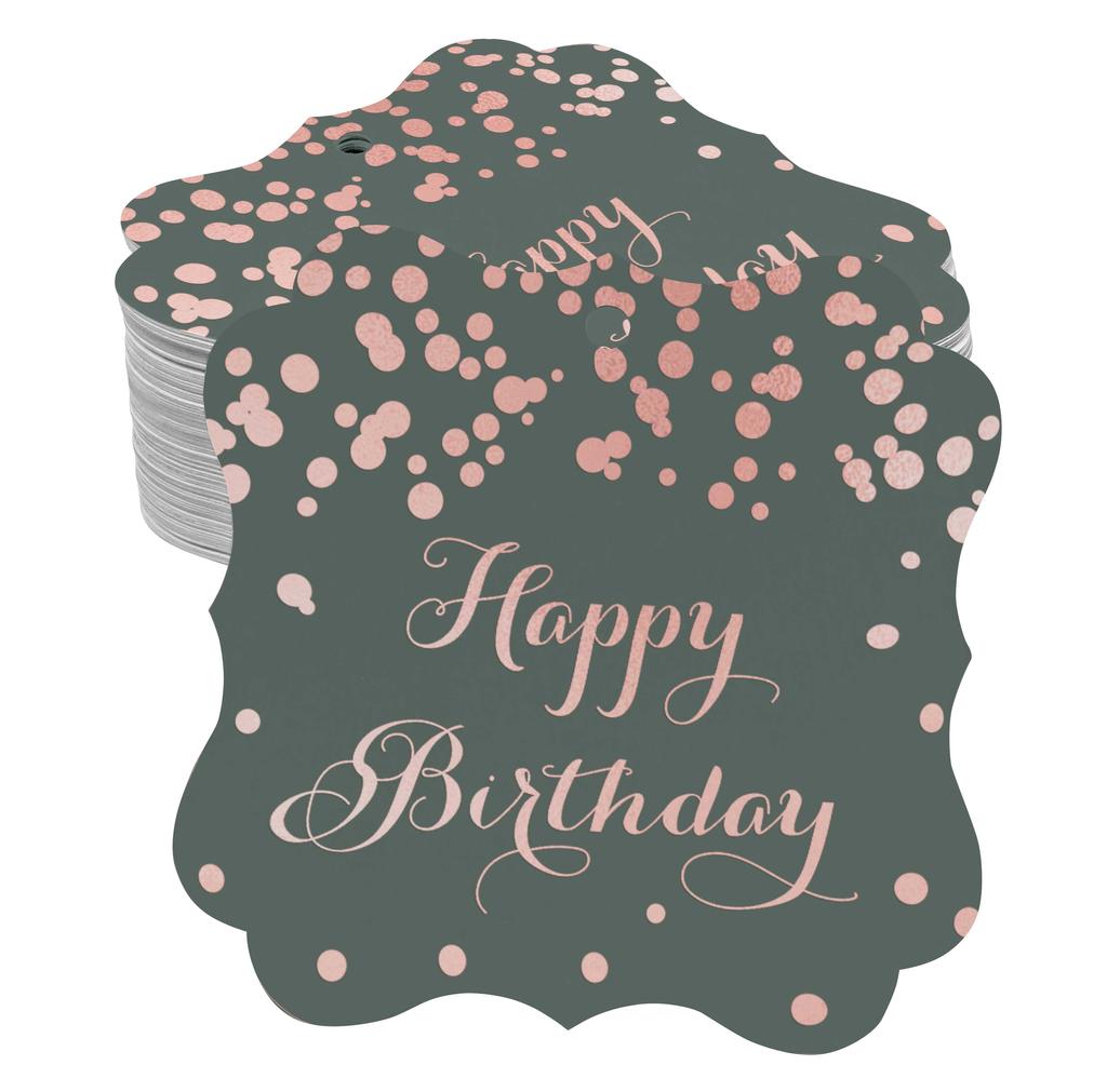Inkdotpot Real Gold Foil Bracket Shape Paper Hang Tags Happy Birthday Favor Tags Pack Of