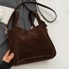Autumn and winter retro high-end texture frosted suede handbag, simple fashi trend solid color classic elegant handbag,