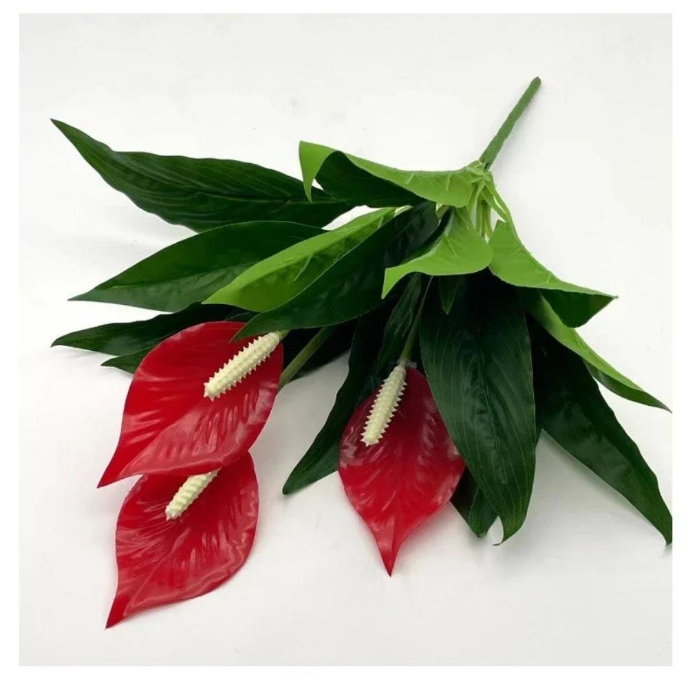 Artificial Green Plants Fake Anthurium  Potted Plants Desktop Ornaments Home Decoration Wedding Venue Decoration Fake Flowers