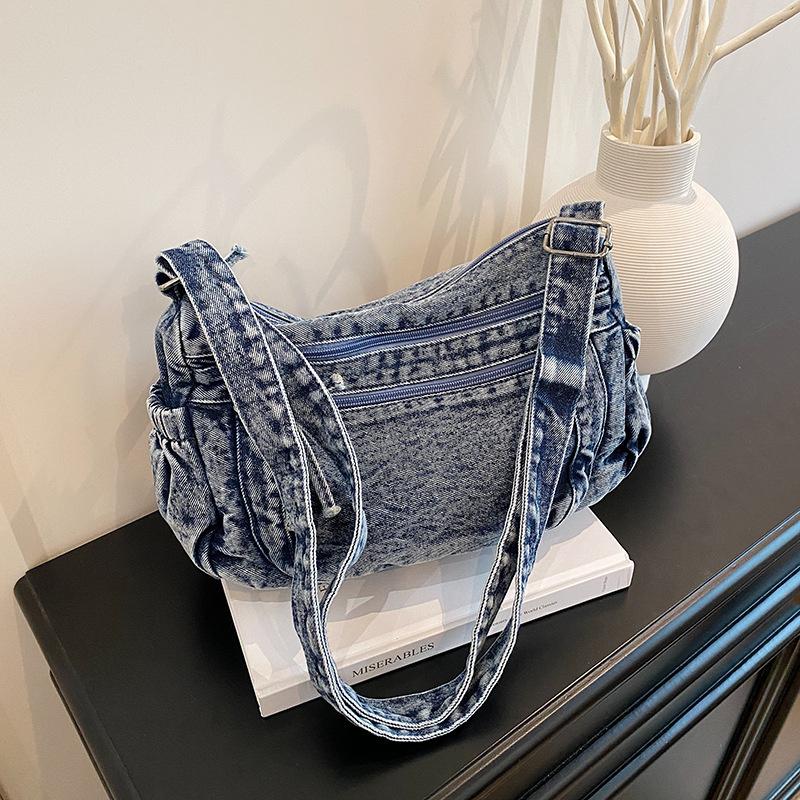 Retro Denim Single Shoulder Bag Women's Crossbody Commuter Tote Bag Casual Versatile Daily City Simple Style Messenger Bag