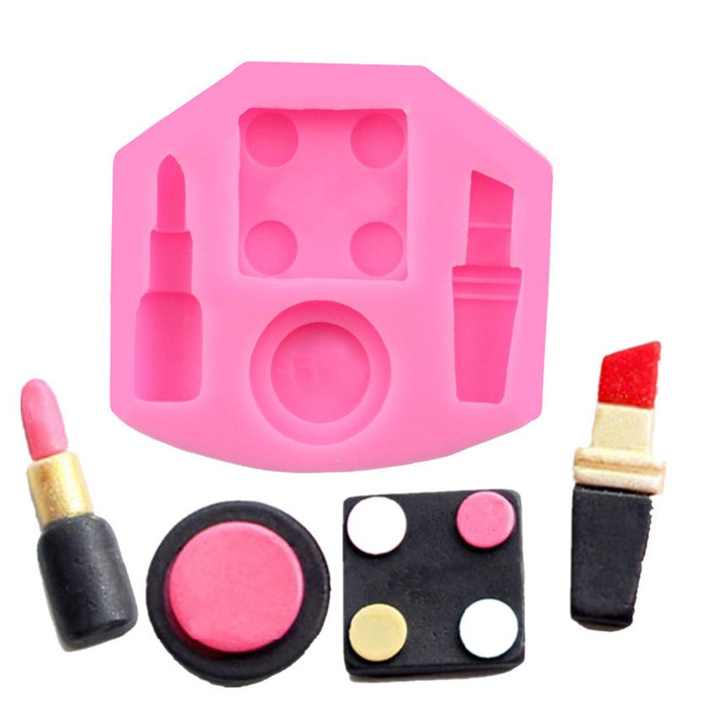 Silicone Cupcake Toppers Clay Chocolate Cake Decorations Mold 3D Makeup Tool Silicone Molds Lipstick Bottle Fondant Mold