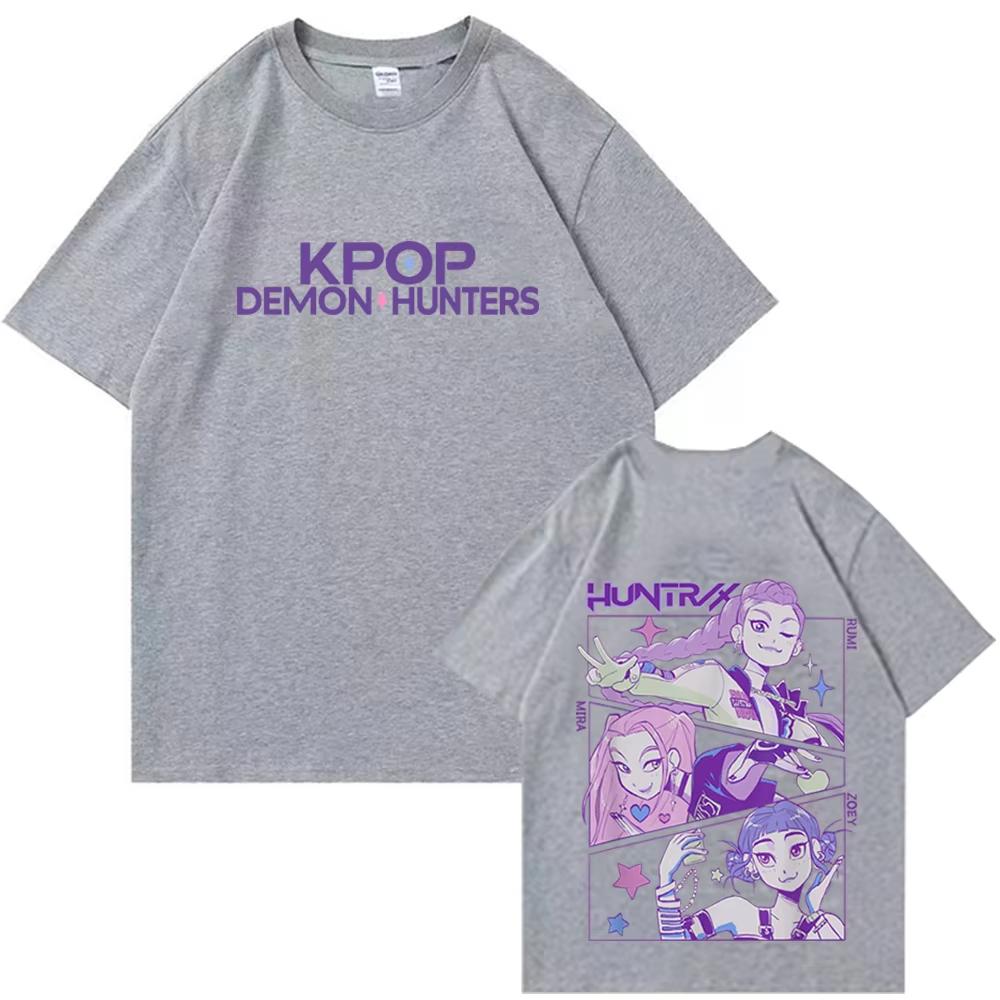 Kpop Demon Hunters 2025 Hot Anime Print Cotton T-shirt For Men Harajuku Summer Short Sleeve Tees Casual Streetwear Unisex Tops