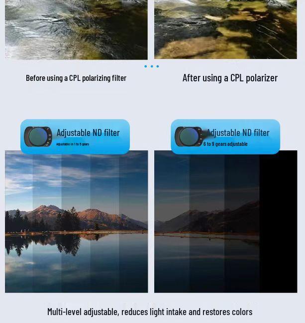 UV Black Soft ND Light Reduction CPL Polarizing Portrait Filter for DJI Osmo Pocket 3/4 Action Camera