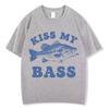 Retro Fishing T Shirt Kiss My Bass Funny Meme Tshirt Unisex Unisex Fashion Clothing T Shirt Summer Cotton Casual Tshirts Streetwear