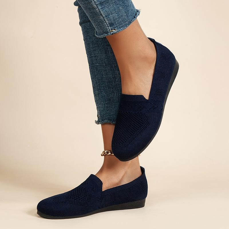 Women's European & American Mesh Flyknit Round Toe Flat Loafers - Casual Low-Cut Flats