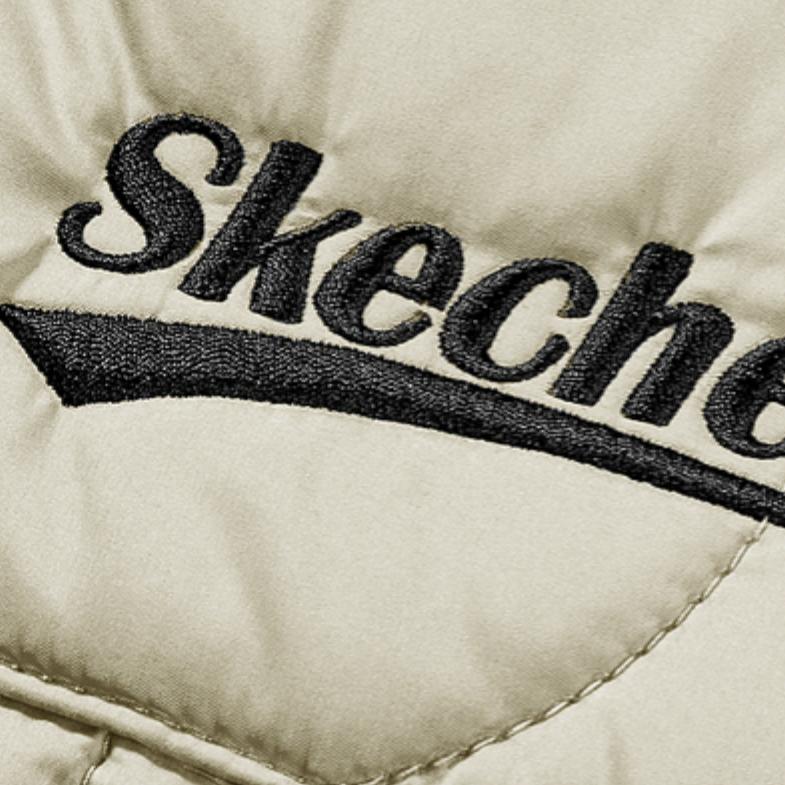 Skechers Long Sleeve Logo Print Pocket Quilted Cotton Jacket Women jackets Dove-White L422W069-029Y