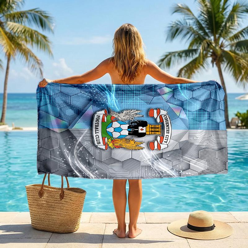Asciugamano da Spiaggia Coventry City Football Morbido Microfibra Asciugamano Estivo Asciugatura Rapida Assorbente per Spiaggia Piscina Viaggio