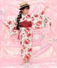 Bee Yukata Set for Easy To Perfect for Festivals and White with Modern Peony Design 3-Piece Girls, Summer, Wear, Two-Way Design, Fireworks, 130cm,