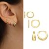 6pcs Fashion Stainless Steel Crystal Oval Huggie Hoop Earrings for Women Gold Plated Dangle Hoop Earring Punk Jewelry Gifts