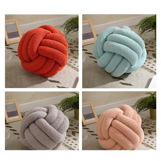 Pillow Manual Braided Knot Round Ball Shape Sherpa Elastic Sleeping Companion Sofa Couch Decoration Throw Pillow Photography Cushion