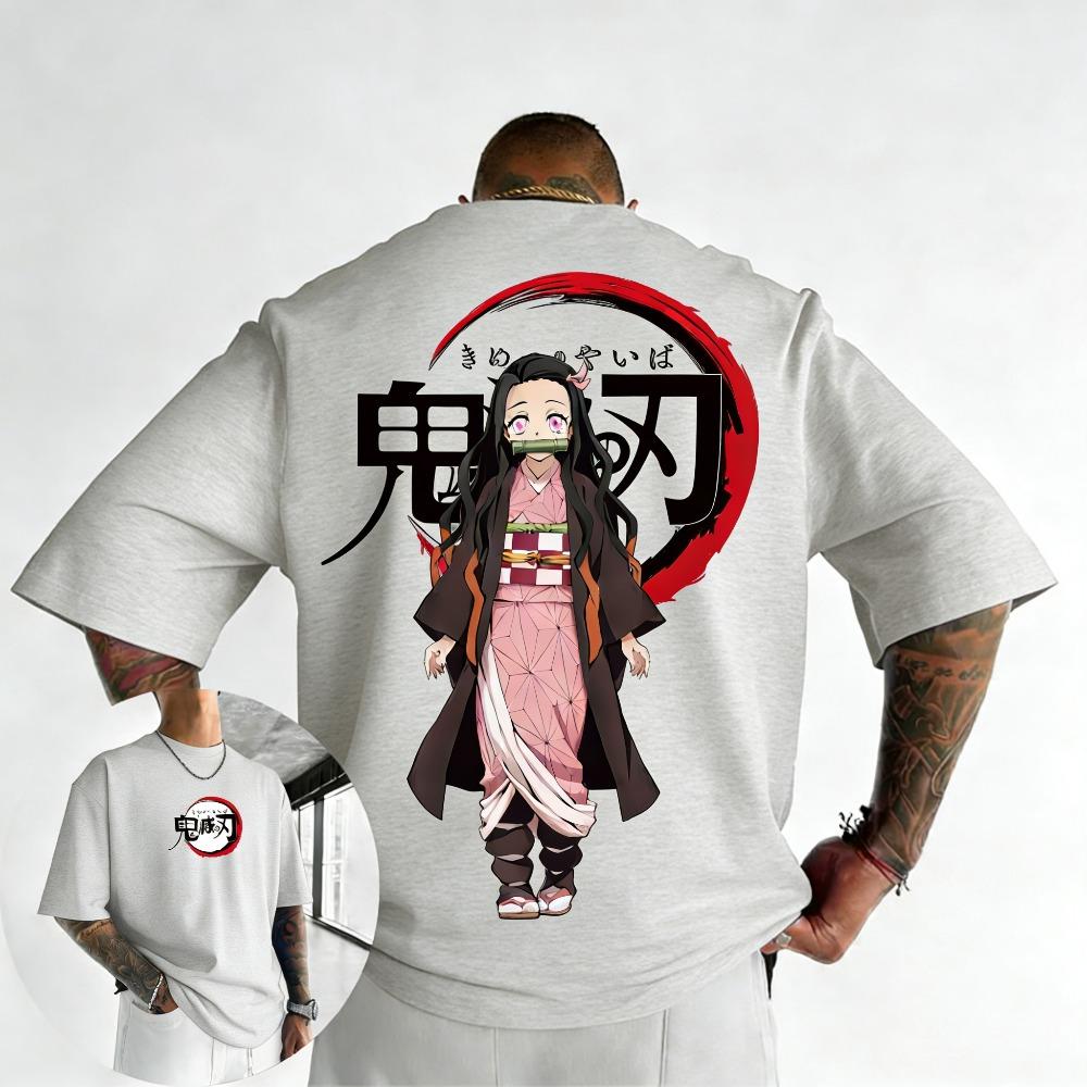 Plus Size Demon Slayer Anime Printed Men and Women Tshirt Casual Parent Child Top Fashion Cotton Summer Street Y2K Harajuku