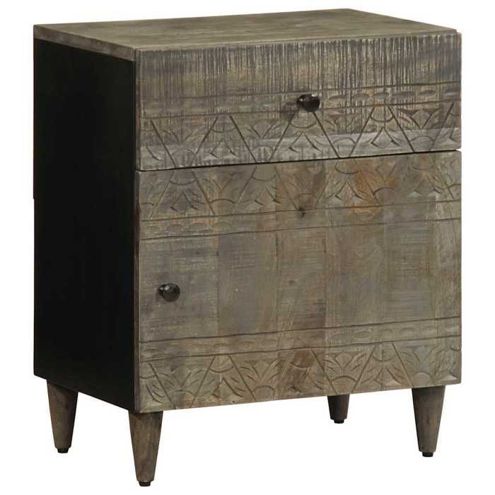 VidaXL Bedside Table Light Grey 50x33x60 Cm Solid Mango Wood, Bedside Cabinet, Bedroom Furniture, Table of 4017800