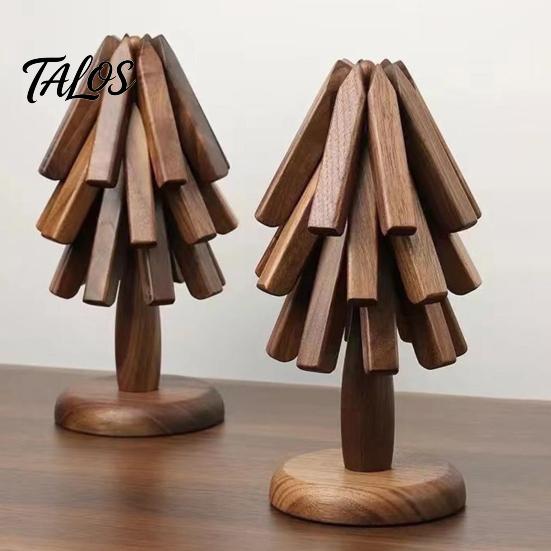 Wooden Tripod Coaster Set Trivets for Hot Dishes 3/4Pcs Tree Shape Coasters Practical Kitchen Accessory with Stand Table Decor Accessories Rustic