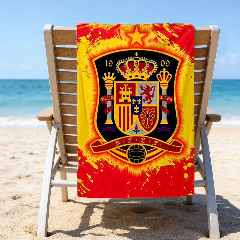 Spain FC Crest Printed Beach Towel, Super Soft Microfiber, Perfect Gift Birthday, for Pool, Beach, Travel, for family and friends
