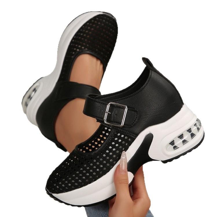 Lässige Damen-Mesh-Schuhe in Übergröße, atmungsaktiv, Herbstneuheit, bequeme Damen-Einzelschuhe mit weicher Sohle und Keilabsatz