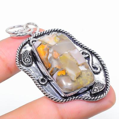 Natural Bumblebee Jasper Gemstone 925 Sterling Silver Gift Pendant 2.36" N1n70