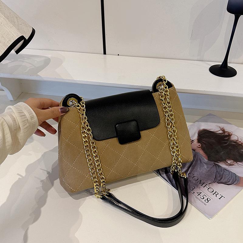 

Женская стеганая сумка-кроссбоди с вышивкой и цепочкой на плечо, 2025: Стильная, универсальная сумка кроссбоди хаки