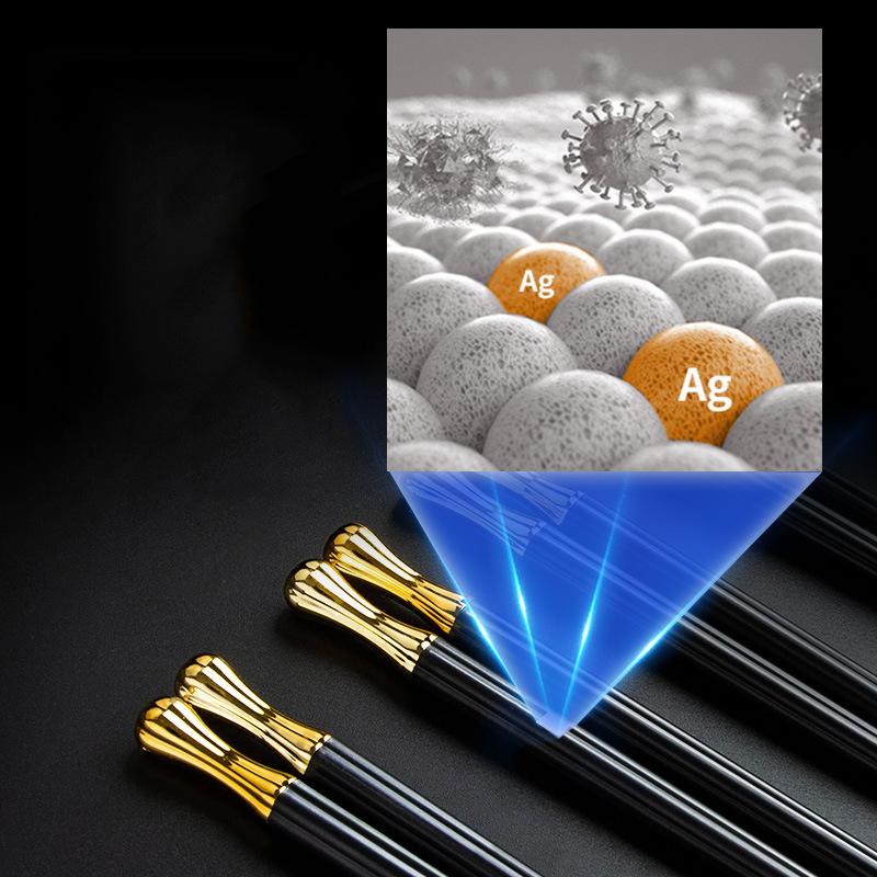5/10/15Pairs Non-slip High Temperature Resistant Chopsticks Chinese Alloy Chopsticks Reuse Eco-friendly Hot Pot Public Tableware