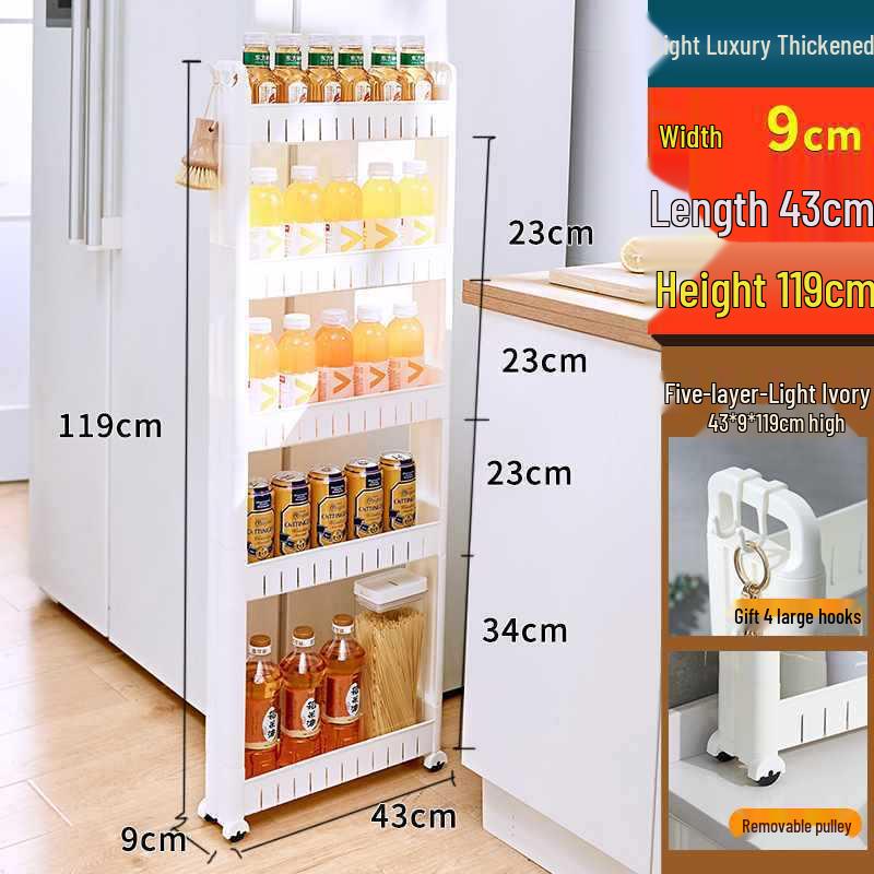 Ultra-Slim Gap Storage Rack for Kitchen, Bathroom, Fridge, Wall Corner, Bedside, and Living Room.