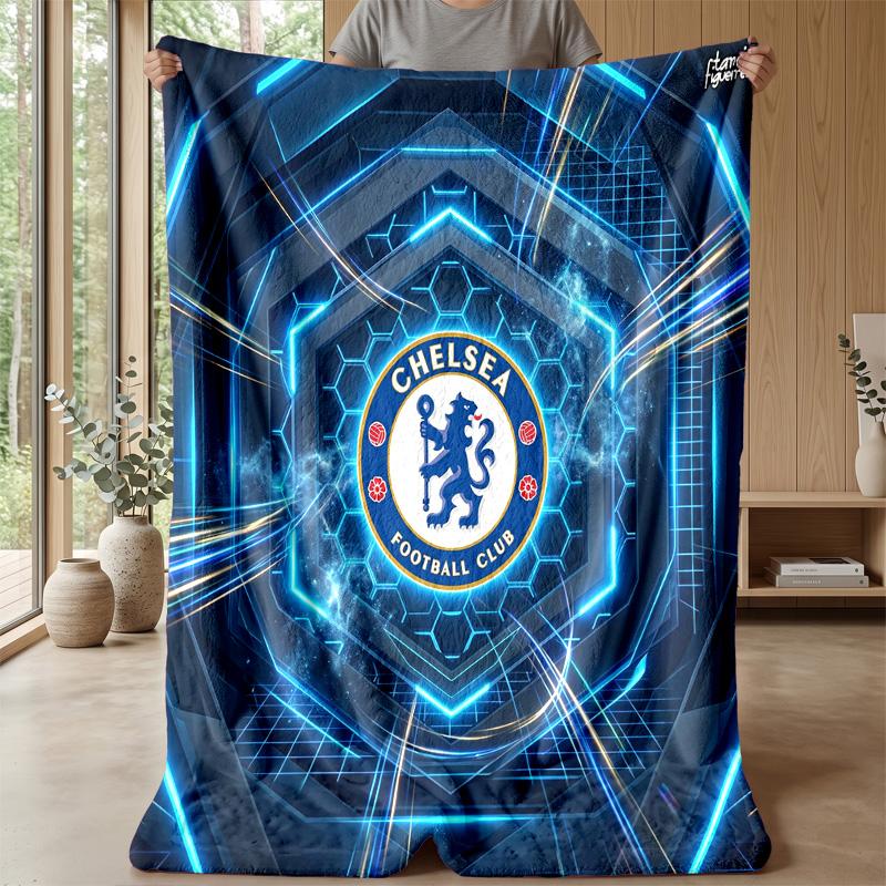 Chelsea FC Theme Blanket Soft Flannel Blanket Plush Throw Blanket Cozy Sofa Bed Blanket for Home Decor