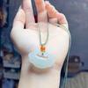 Tianshan Emerald Ruyi Cloud Jade Pendant | Auspicious Lock Ornament for Women