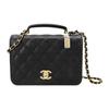 Litchi Grain Cow Leather Shoulder Bag Women's Black AS4286-B13697-94305