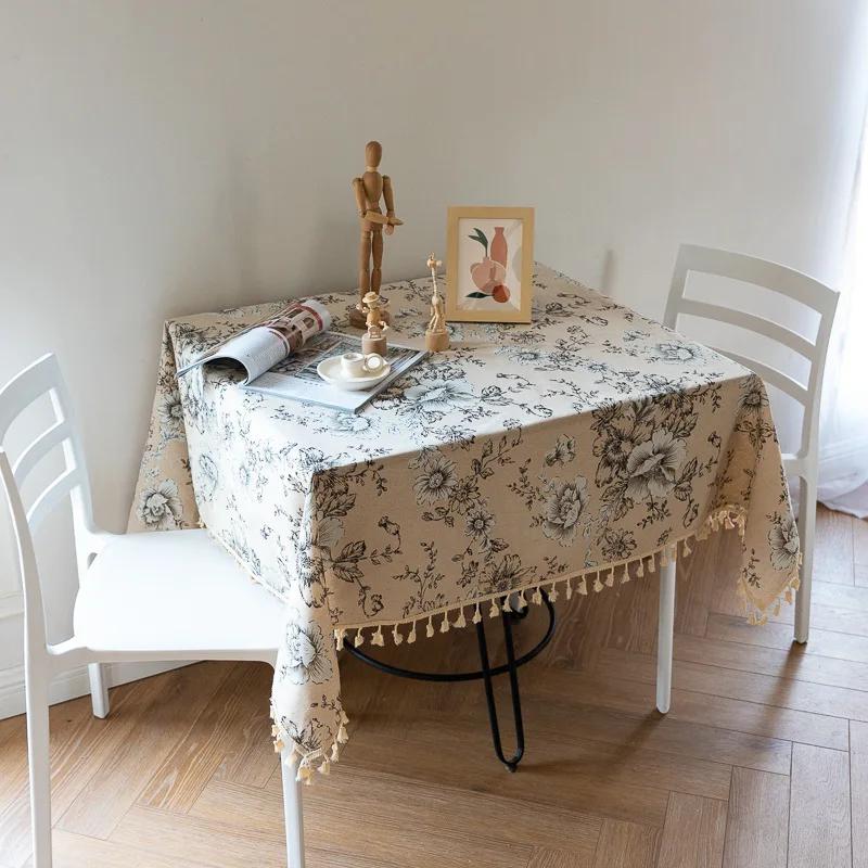 Ins Floral Tischdecken Retro Baumwolle Leinen Couchtisch Esstisch Abdeckung Tisch Tuch Picknick Matte Foto Hintergrund Tuch Room Decor