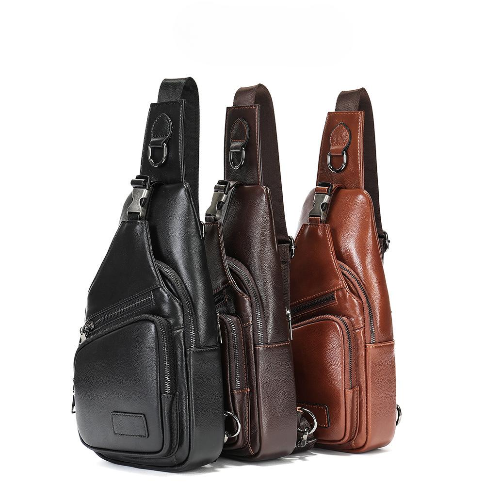 Modna, swobodna, skórzana torba na ramię z wieloma kieszeniami, warstwa skóry bydlęcej, przenośna męska torba typu crossbody