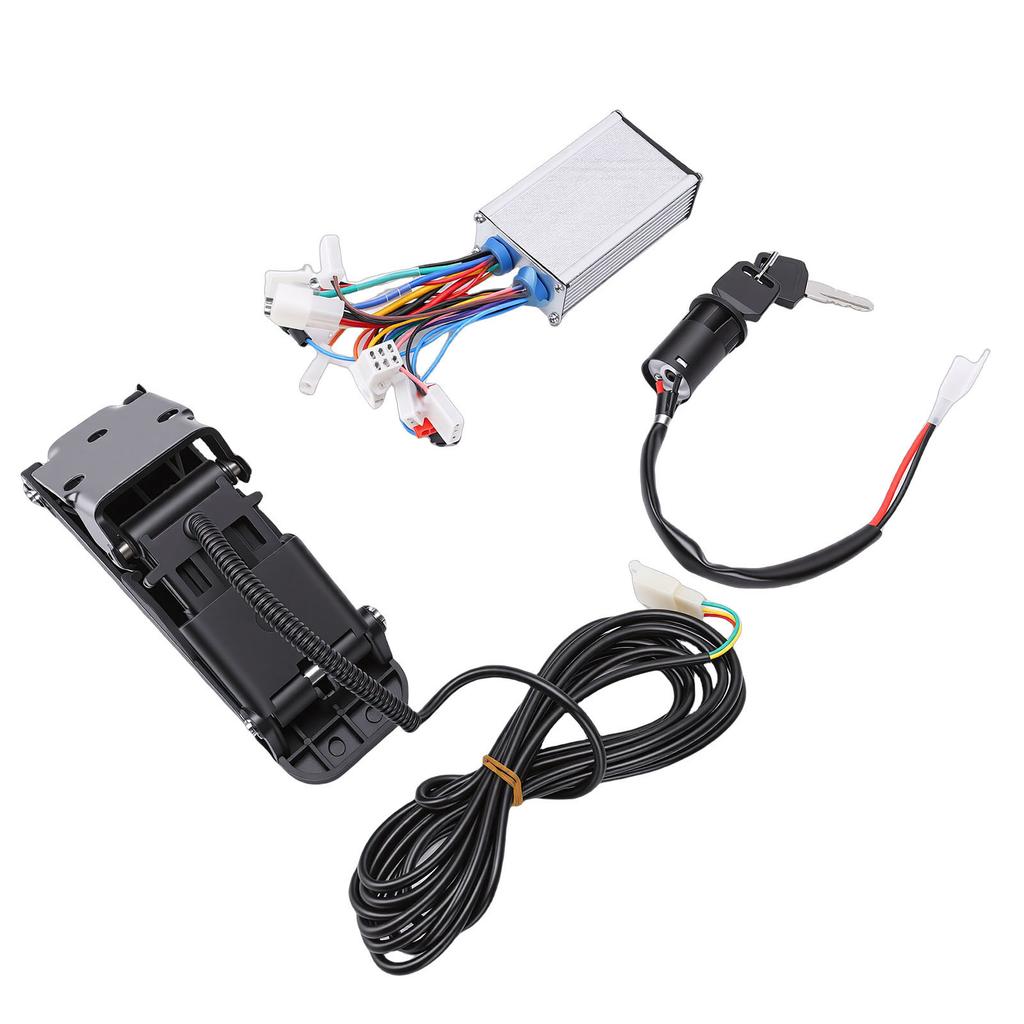 Electric Controller Kit Aluminum 350W Brushless Controller Ignition Key Switch with Foot Pedal for Replacement