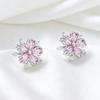 Pink Zircon Earrings Women's Simple and Small Ear Jewelry Light Luxury High-end Versatile Earrings