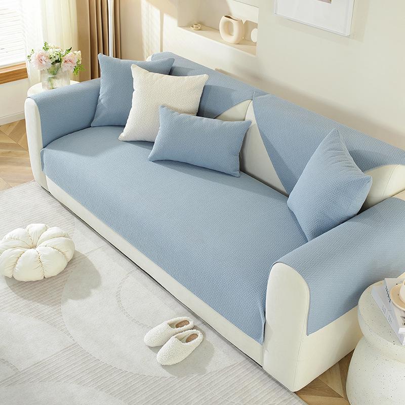 Living Room Sofa Mat Solid Color All Season Universal Anti Slip Sofa Cover Fashionable Chenille Sofa Cushion Cover