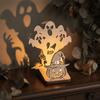 Wooden Material Shadow Projection Candle Holder Pumpkin Shadow Candlestick  Halloween Party