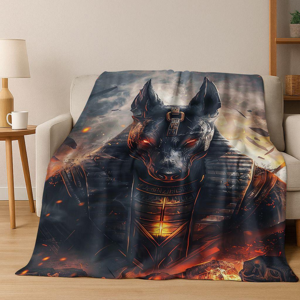 Ancient Egyptian Gods Dead Anubis Pharaoh Tutankhamun Mask Flannel Blanket,Cozy Soft Throw Blanket for Home Bedroom Bed Sofa Kid
