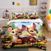 Cartoon Deer, Floral Background. Print Bedding Set 1 Duvet Cover 2 Pillowcases For Adult And Children Luxury Gift Full Size