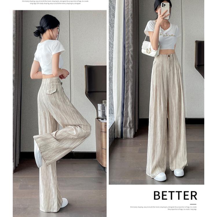 Sommer Batik Leinen Weitbein Hose Hohe Taille Locker Lange Hose für Damen