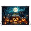 Mocsicka Happy Halloween Background For Photography Jack-O-Lanterns Party Backdrop Night Moon Bat Wizard Pumpkin Decor Photocall