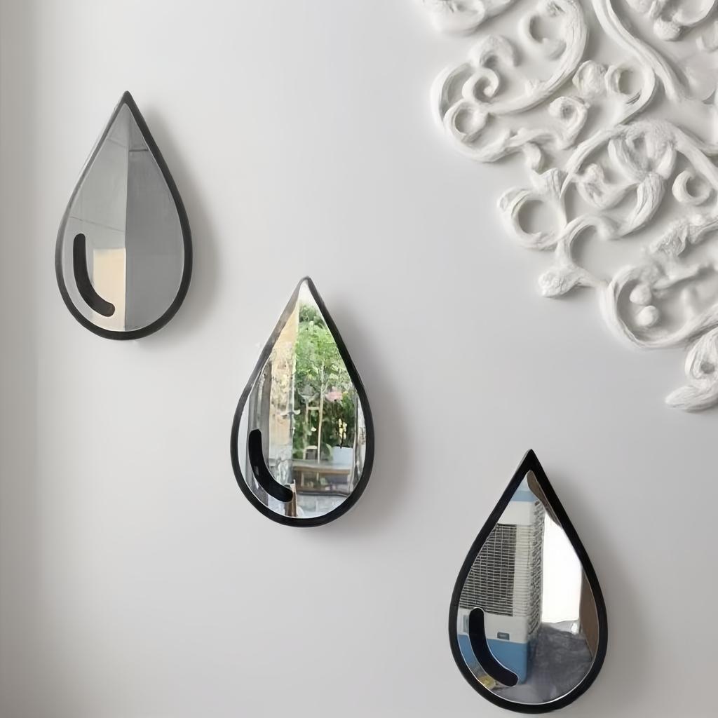3/6pcs Drop-Shaped Acrylic Mirror Wall Stickers, Self-Adhesive Wall Decals for Office, Living Room & Bedroom Decor