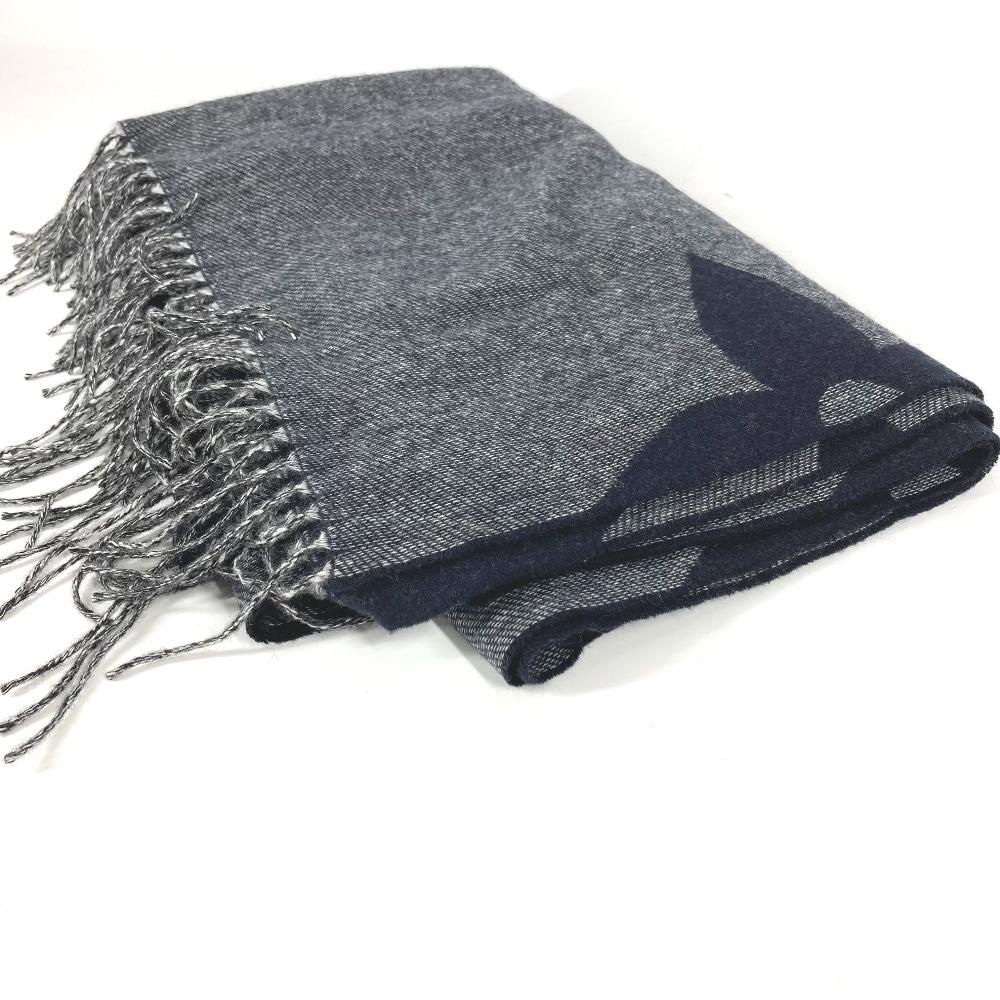 Louis Vuitton M77950 Monogram Muffler Monogram Giant fringe Scarf Cashmere Navy