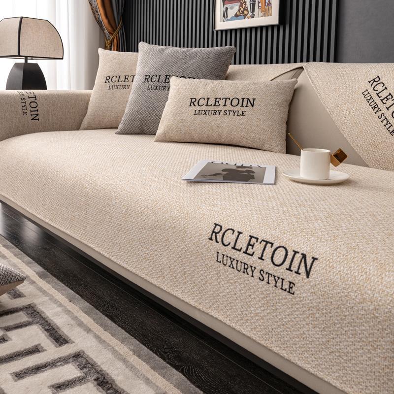 Luxury Cotton Linen Sofa Cushion for Living Room Non-Slip Sofa Towel Couch Cover Corner Embroidery Sofa Slipcovers Home Decor