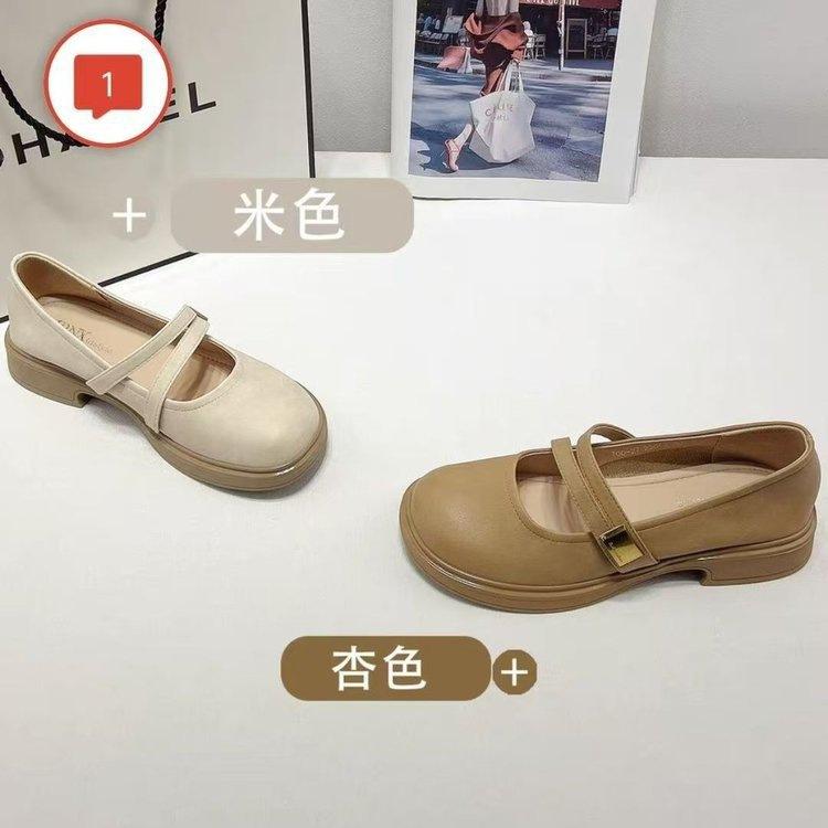 Xiaoxiangfeng Mary Jane Small Leather Shoes Women's Models 2025 Autumn New Thick-soled Thank You Shallow Mouth Comfortable Cross-strap Single Shoes