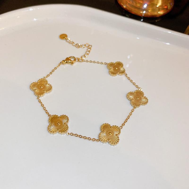 

Real gold electroplated Korean zircon flower bracelet niche temperament bracelet personalized jewelry women